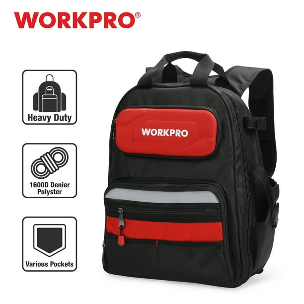 WORKPRO 29Pocket HeavyDuty Tool Backpack with Rubber Feet, Padded Back, Perfect Storage