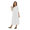 thumbnail image 6 of EFINNY (2023 Upgrade) Women S-Plus Size Causal Soild Kaftan Maxi Dress Long Shirt Dress, 6 of 7