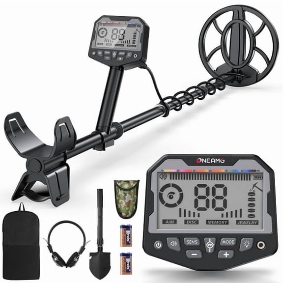 OneAmg Professional metal detector, suitable for adults and children, high-precision gold and silver detector, with LCD display, 5 modes, advanced DSP chip, 10-inch coil