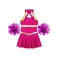 thumbnail image 6 of Yeahdor Little & Big Girls Sparkle Cheer Leader Dance Dress with Pompoms High Schoolgirls Cheer Leader Team Uniform Hot Pink 12, 6 of 7