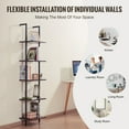 thumbnail image 6 of KFFKFF 5-Tier Ladder Shelf, 15.6x11.8in, Wall-Mounted Open Shelf with Metal Frame, Storage Rack for Kitchen, Bedroom, Bathroom, Living Room, Black, 6 of 9