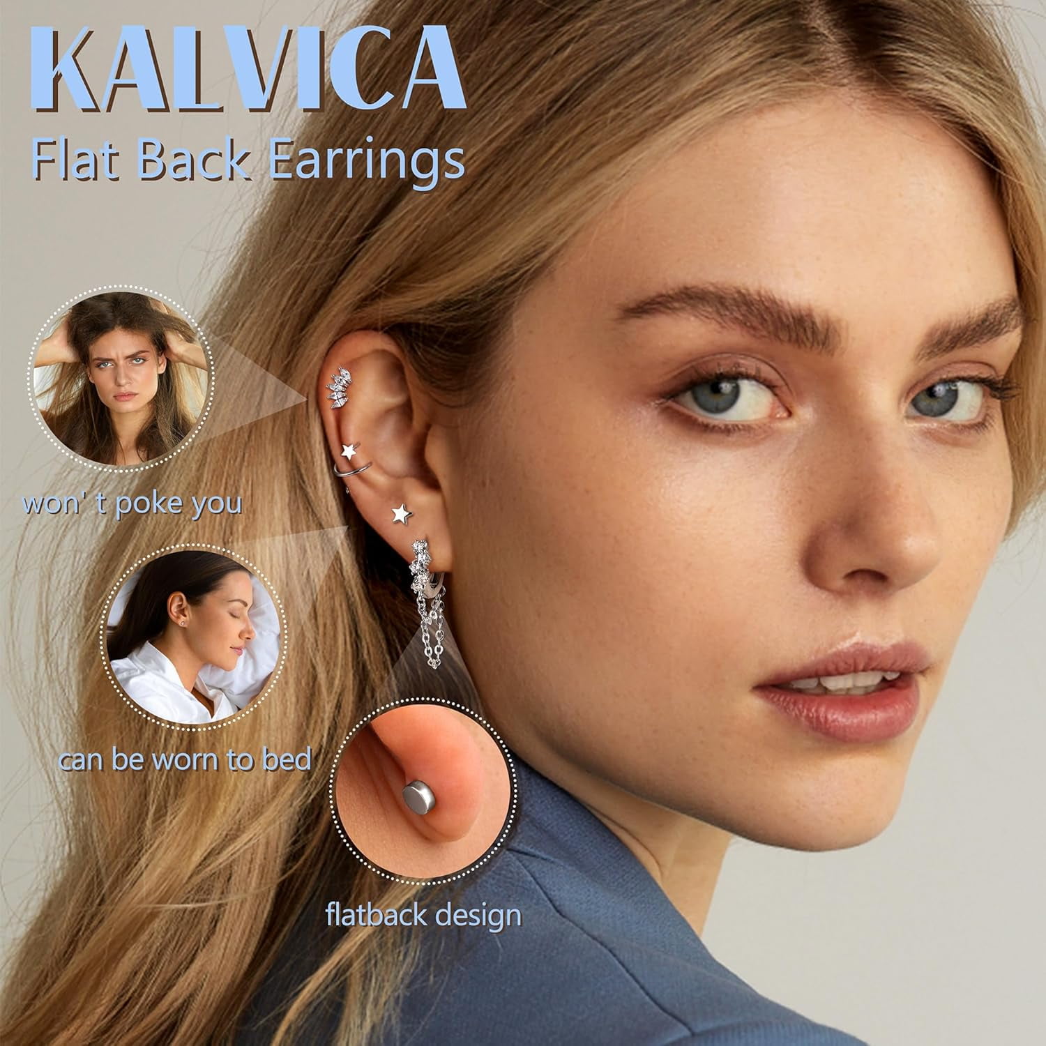 Hypoallergenic Best Cartilage Earrings, Helix Piercing Jewellery Flat Back Surgical Steel Earrings Studs suitable for New Piercing Silver Earrings for Women Multipack[g953]