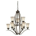 thumbnail image 2 of Two Tier Satin Nickel Vaxcel Fixture Sonora 9L Chandelier Foyer Atrium Lighting, 2 of 2