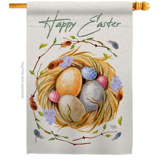 Breeze Decor  28 x 40 in. Easter NeSt. House Flag with Spring Double-Sided Decorative Vertical Flags Decoration Banner Garden Yard Gift