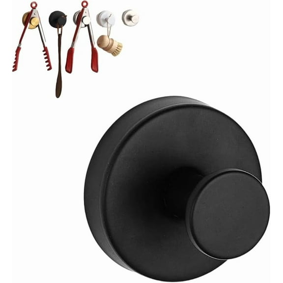Especialbest Suction Cup Hooks, 2025 Upgraded Suction Cup Hooks, Stainless Steel No Drill Waterproof Towel Hook, for Shower, Kitchen, Glass, Tile (Black, 4)
