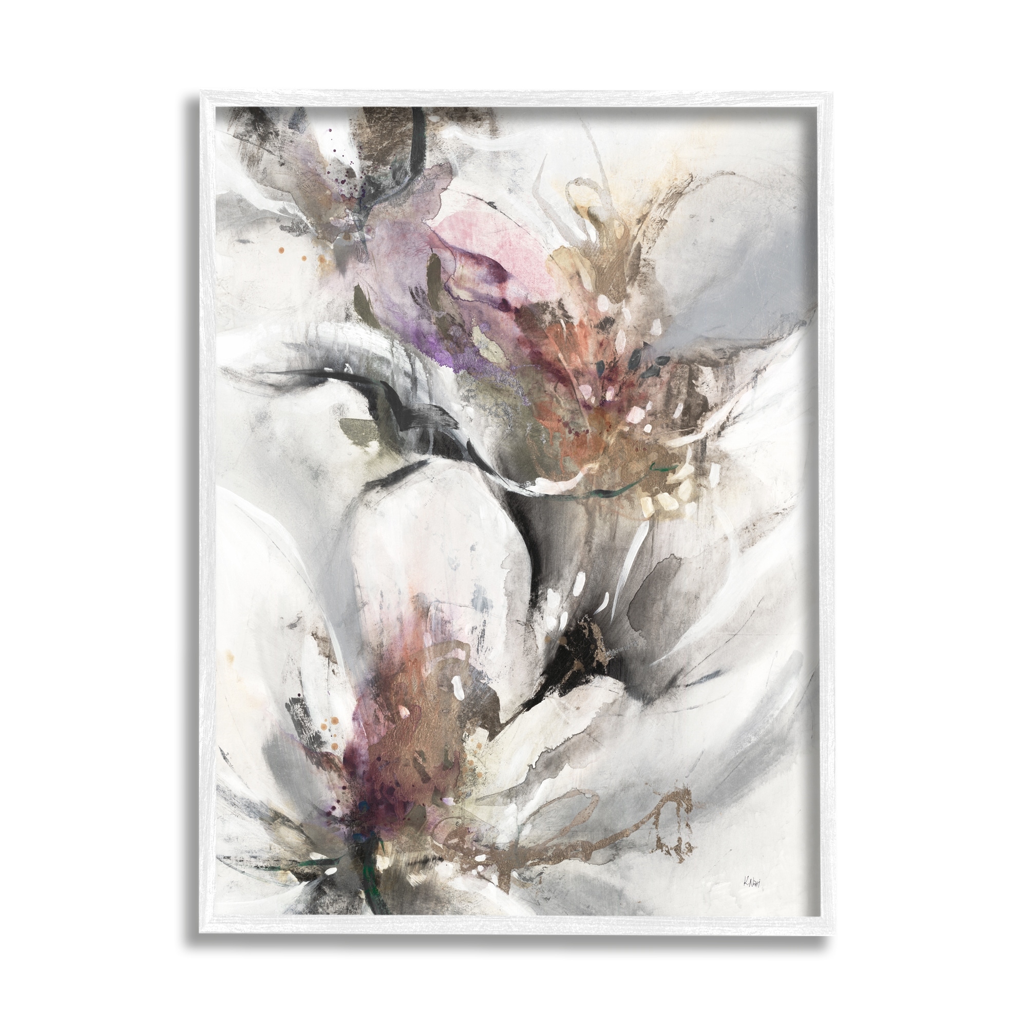 Stupell Industries Abstract Floral Blossoms White Petals Nature Design Painting White Framed Art Print Wall Art, Design by K. Nari