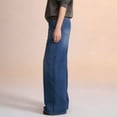 thumbnail image 6 of QURATI Women's High Waisted Wide Leg Jeans Washed Loose Fit Denim Trousers Womens Bottoms Blue L, 6 of 9