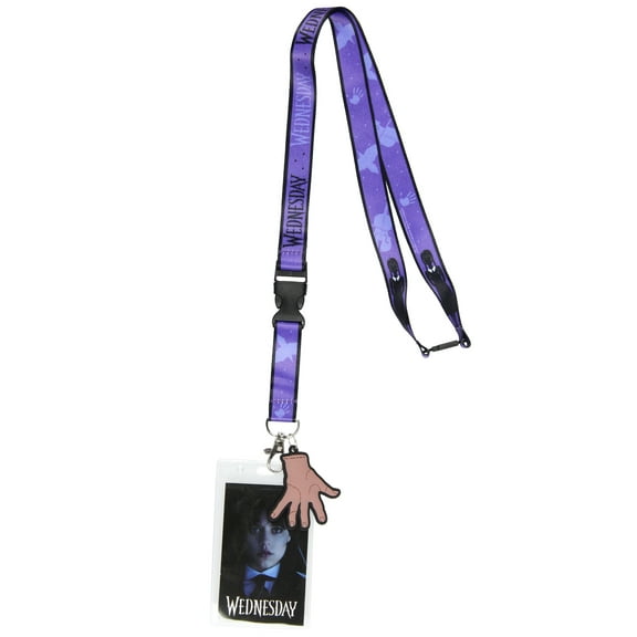 Wednesday TV Series ID Lanyard Badge Holder Addams Family Wednesday Addams Character Card and Thing Rubber Charm Pendant