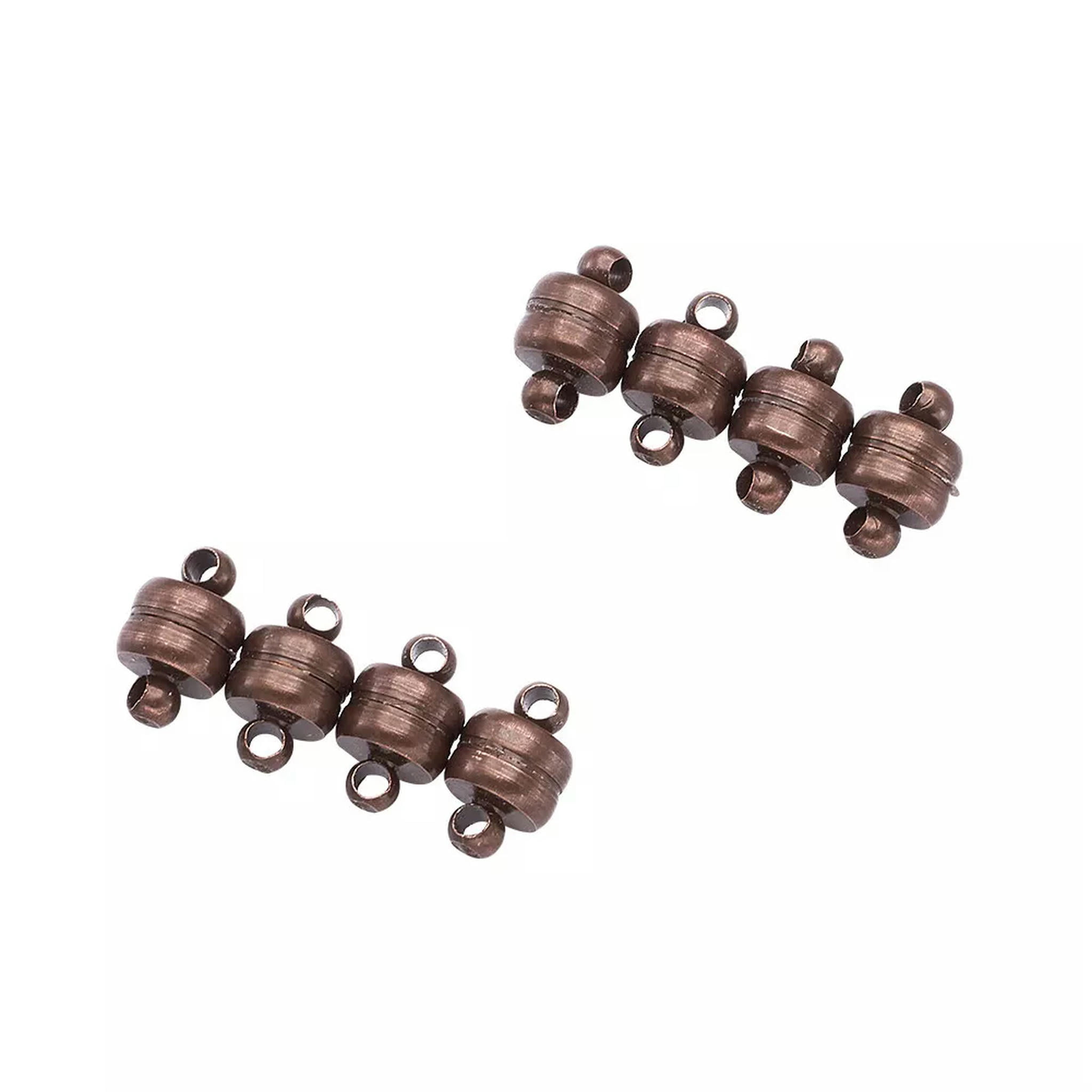 U8MO 100 Sets Red Copper Brass Magnetic Clasps Oval Smooth Mini Closure Findings 11mm
