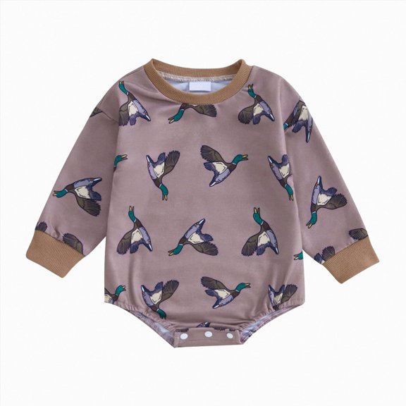 Gubotare Unisex Baby Long Sleeve Bodysuit Fall Winter Infant Boy Girl Romper Duck Print 3 6 12 18 Months Clothes (Purple, 6-12 Months)