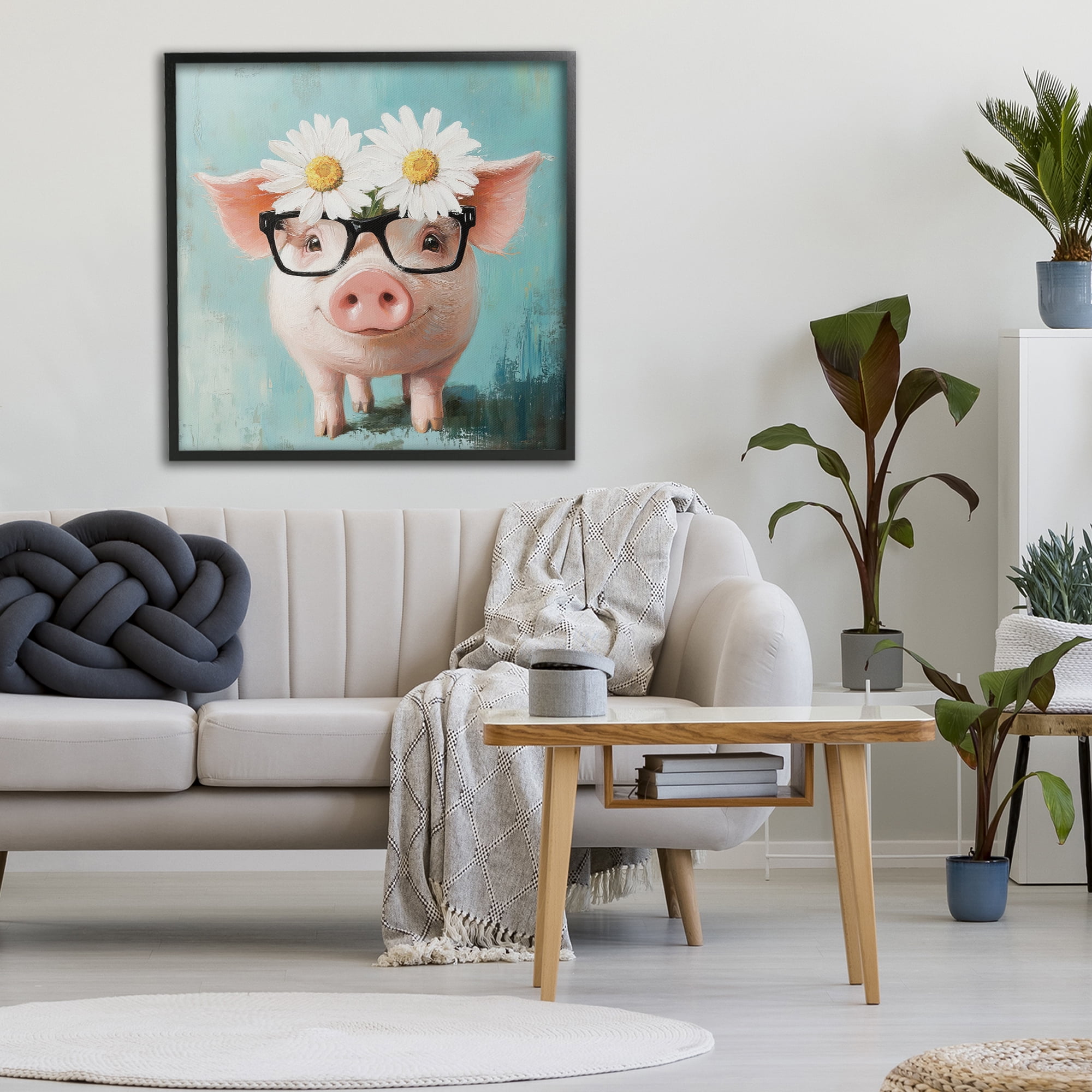Stupell Industries Nerdy Natalie Piglet Black Framed Giclee Art, design by Tina LeCour