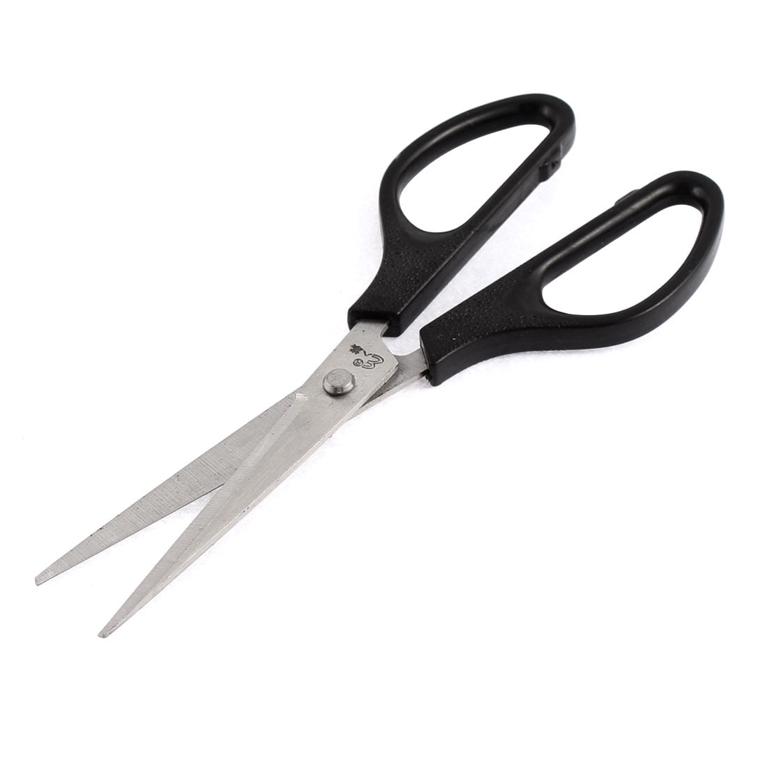 Unique Bargains Plastic Grip Stainless Steel Scissors Black Silver Tone