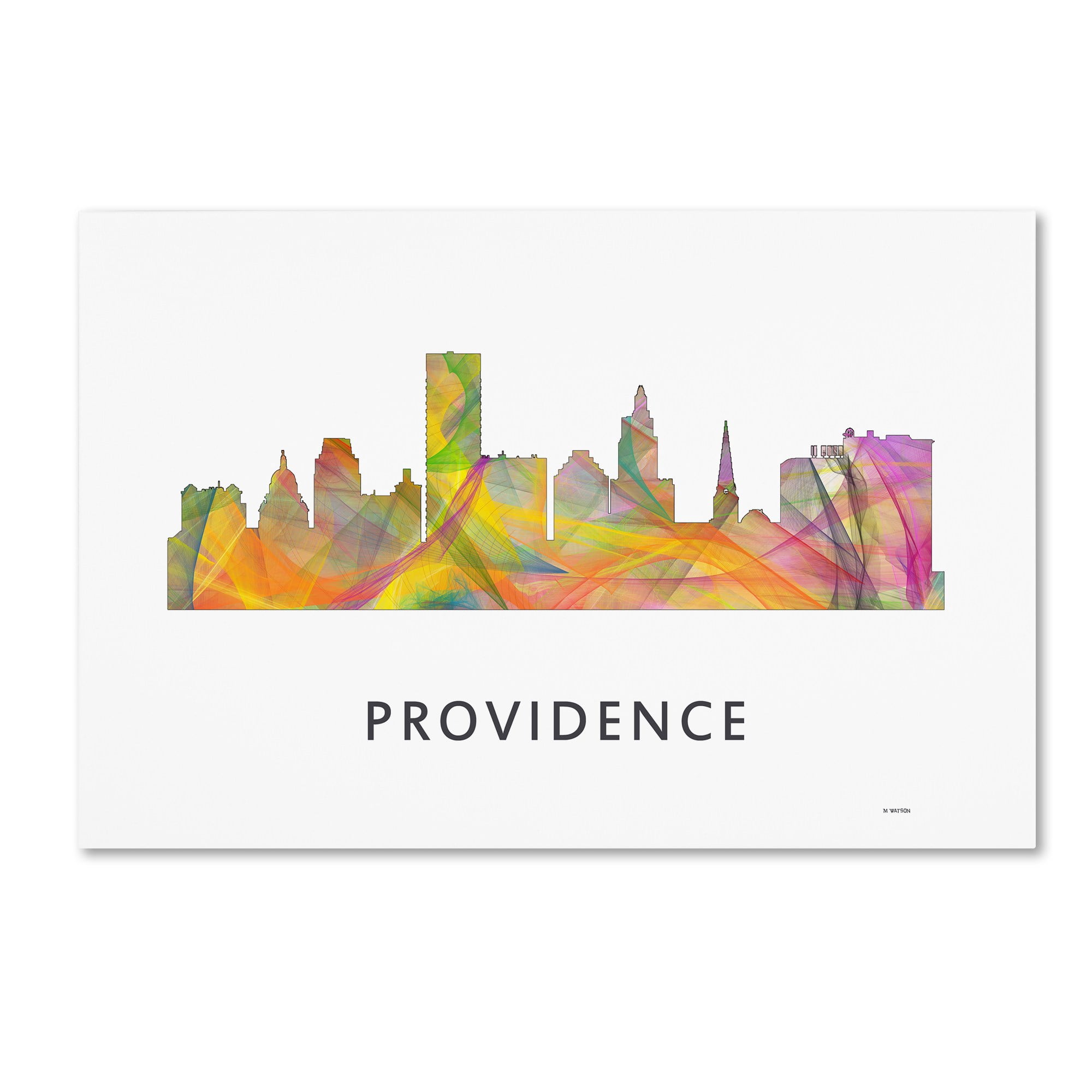 Trademark Fine Art 'Providence Rhode Island Skyline WB-1' Canvas Art by Marlene Watson