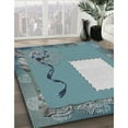 thumbnail image 3 of Ahgly Company Machine Washable Indoor Square Transitional Blue Jay Blue Area Rugs, 8' Square, 3 of 7