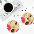 thumbnail image 4 of Naloa Donuts Leather Coasters for Drinks, Durable Drink Coasters 4 Set for Tabletop Protection, Luxurious Home Décor and Housewarming Gift ( {designName})Round Shape, 4 of 6