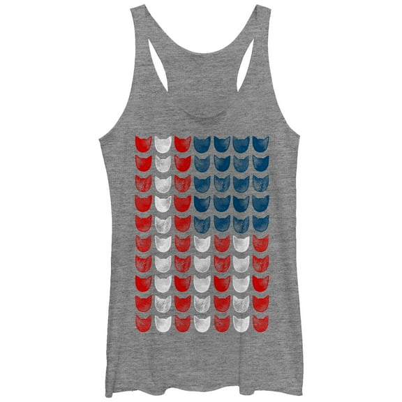 Women's Lost Gods Cat American Flag Racerback Tank Top Gray Heather Large