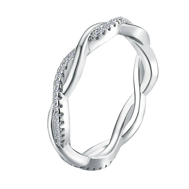 Couples Wedding Crystal Ring Punk ring Wedding Twist Loop Circle Woman Man Girls Lady Party Jewelry Rings
