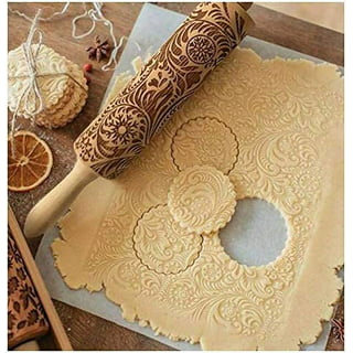 TOYANDONA 1 Set Wood Clay and Dough Textured Rolling Pins Wooden Clay Stamp  for Kids Arts Crafts Christmas Birthday Gift