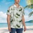thumbnail image 3 of Honeii green plaid Moose tree Print Men’s Hawaiian Shirt,Classic Button-Down Short Sleeve Shirt, for Beach, Vacation, and Outdoor Activities,Medium, 3 of 7