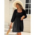 thumbnail image 4 of Minivestido de gasa con cuello cuadrado liso de lunares Unbranded Women Clothing, 4 of 10