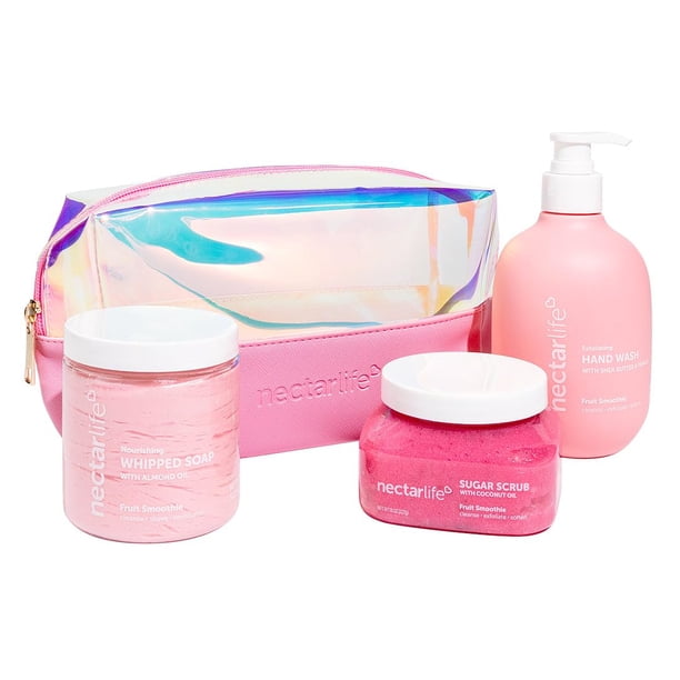 Nectar Life Daily Glow Kit Set para el cuidado de la piel corporal Productos de baño veganos de tamaño completo Jabón batido hidratante Exfoliante corporal con azúcar Suavizante Piedra pómez Lavado de