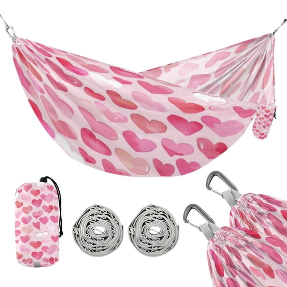 Hammock Camping Hammock Nylon Portable Hammock Travel Camping Hammock Cartoon Pink Hearts Seamless