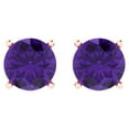 thumbnail image 3 of Clara Pucci 3Ct Natural Amethyst Round Cut VVS1 Push Back Stud 18k Solid hypoallergenic Gold Designer Earrings For February, 3 of 7