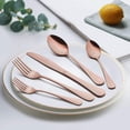 thumbnail image 2 of Copper Silverware Flatware Set, 20 Piece Stainless Steel Cutlery Set for 4, Mirror Finish, Ideal for Home Hotel Wedding Festival Party, Dishwasher Safe, 2 of 7