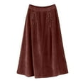 thumbnail image 4 of EDFBUYKRS Female Skirts Long Maxi Skirts with Pockets Corduroy Skirt for High Waist Flowy A Line with Pleated Detail Comfortable Soft Fabric Versatile Casual and Dressy Outfits, 4 of 6