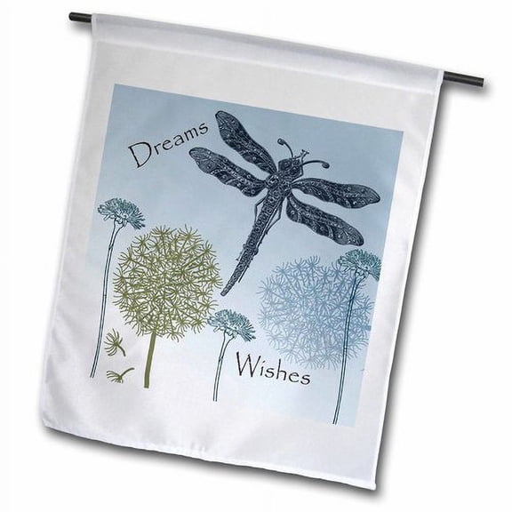3dRose, Dreams and Wishes Dandelions and Dragonflies, 18 x 27 inch Garden Flag