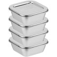 thumbnail image 1 of 4Pcs Stainless Steel Food Containers Food Sample Boxes Food Storage Containers for School Canteen, 1 of 1