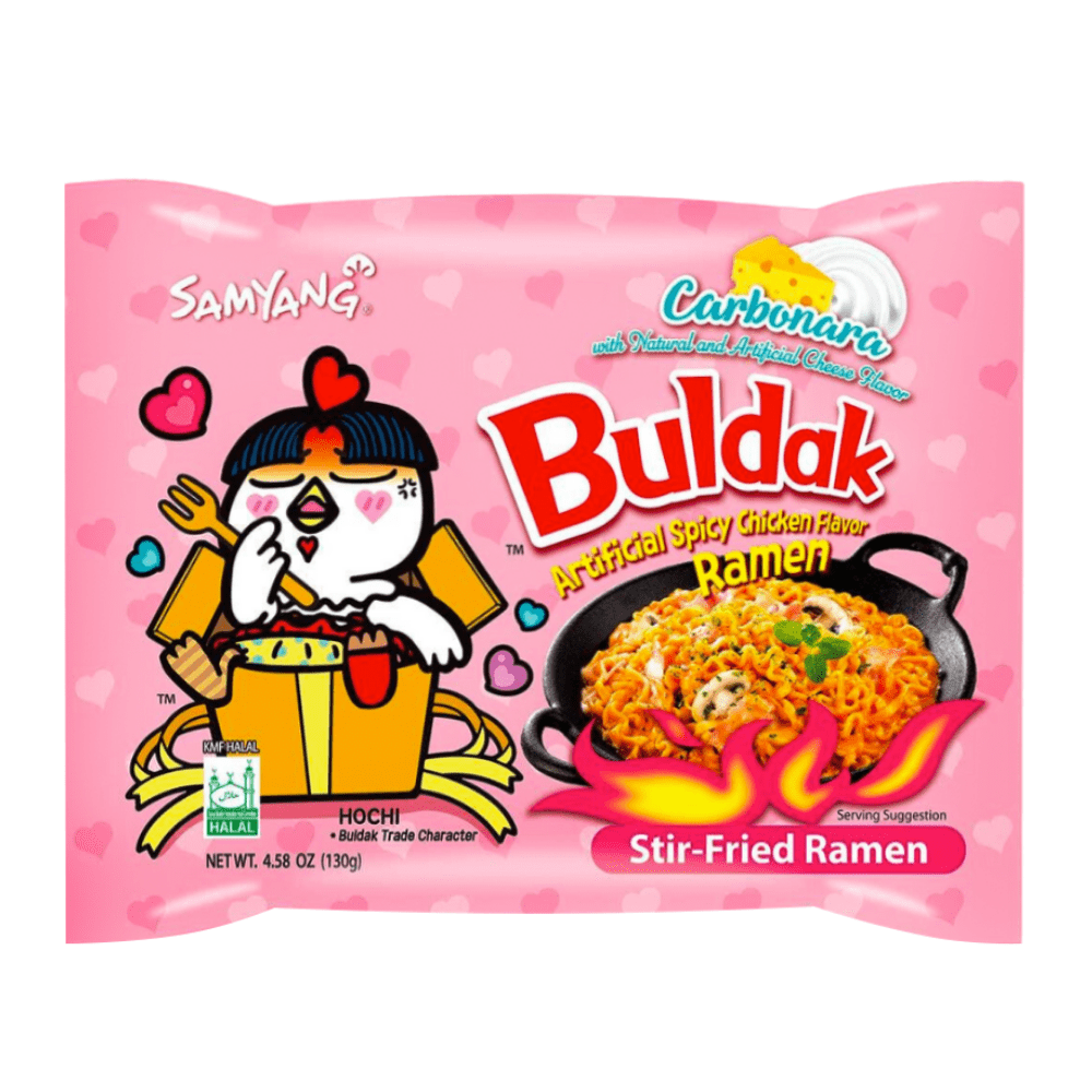 SAMYANG Buldak Carbonara + Cheese Spicy Chicken Flavor Ramen, Stir Fried Instant Noodle 10-PACK 4.94oz (140 g)