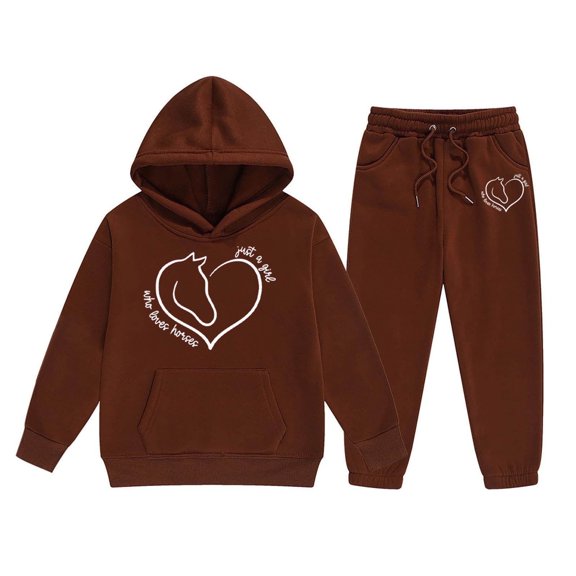 Shadoumai Girls Hoodie Pants Outfit Set Casual Letter Print Pullover Jogger Combo Warm Two Piece Winter Clothes for Toddler Teen First Day Of School