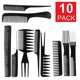 thumbnail image 1 of Juego de Peine de peluquería de plástico, 10 Uds., color negro, barbería, herramientas de belleza, 1 of 5