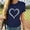 Dark Blue, variant on Spring Saving Women Girls Plus Size Sunflower Print Tees Short Sleeve T Shirt Blouse Tops