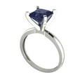 thumbnail image 2 of 2 ctw Solitaire Anniversary Ring for Women | Princess Cut Simulated Blue Sapphire | Hyperallergenic Solid 18K White Gold, 2 of 5