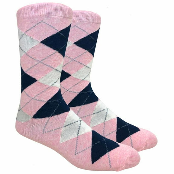 Urban-Peacock Men's Argyle Dress & Groomsmen Socks - Argyle - Pink, Navy & Cream
