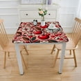 thumbnail image 3 of BANET Flower Cherry Fruits Square Fitted Tablecloth Elastic Edge Waterproof Oil-Proof Table Cover Stain-Resistant Table Cloth Fits Square Tables  White, 3 of 7
