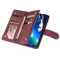 thumbnail image 4 of iPhone 13 Pro Wallet Case, Soft Leather Zipper Magnetic Buckle Horizontal Flip Cover with 5 Card Slots, Winered, 4 of 8