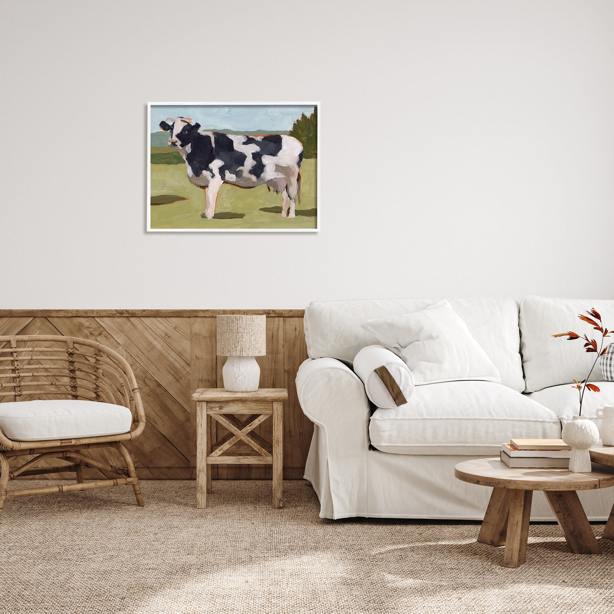 Stupell Industries Dairy Farm Cow Grazing Country Cattle Traditional Painting, 30 x 24, Design by Melissa Wang