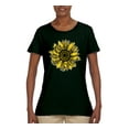 thumbnail image 2 of Wild Bobby, Artsy Cheetah Leopard Print Sunflower, Fashion, Women Graphic Tee, Forest Green, 2XL, 2 of 3