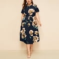 thumbnail image 2 of Ketyyh-chn99 Blouses pour Femmes Mode Chic Robe Évasée à Fleurs Robe de Plage Robe d'Automne Décontractée Ample Mini-Robe Bleu Marine,G, 2 of 5