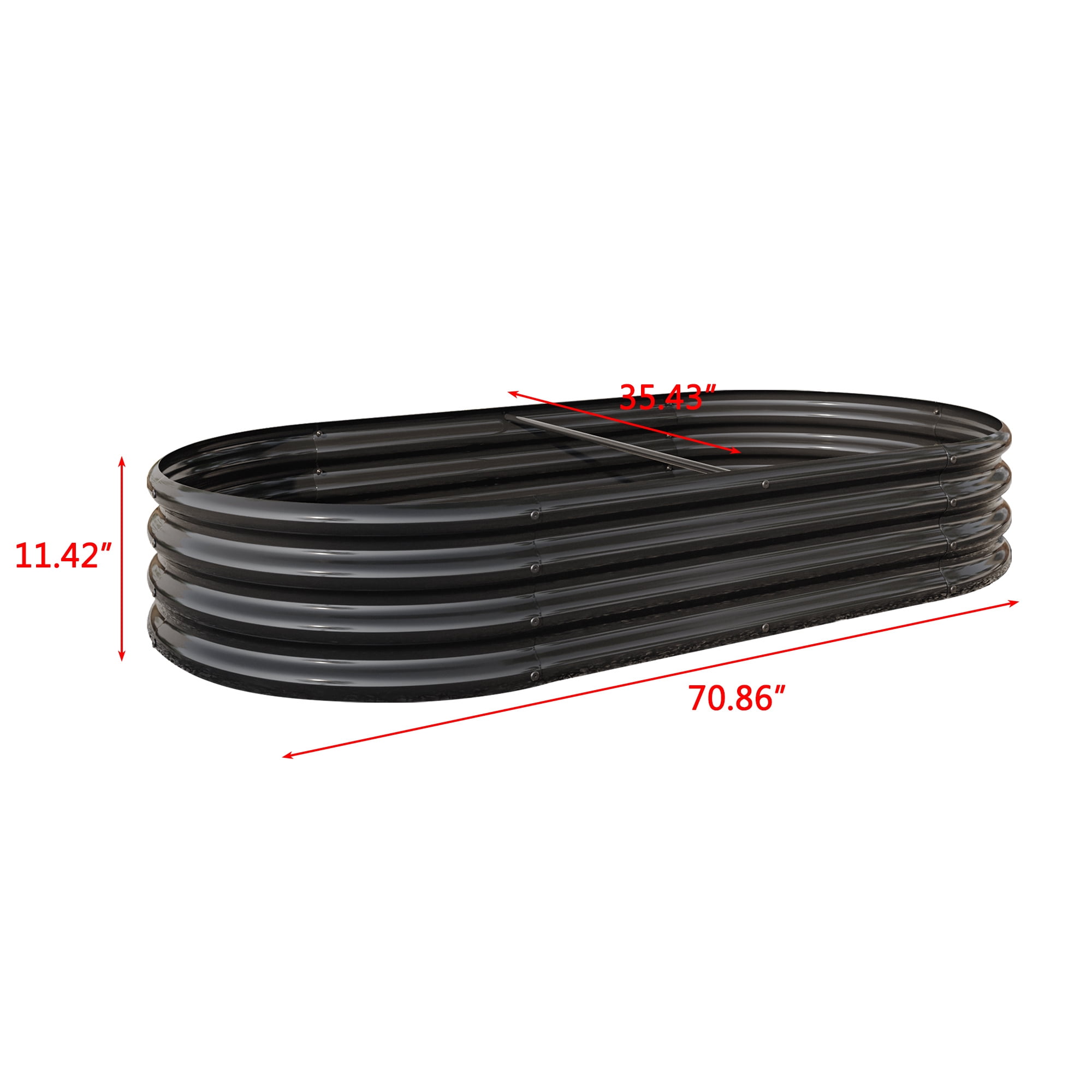 Miniyam 5.9×2.95×0.95ft Metal Raised Garden Bed, Oval Raised Planter for Flowers Plants, Vegetables Herb, Black
