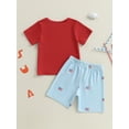 thumbnail image 6 of BemeyourBBs Toddler Baby Boy 4th of July Outfit Patriot Fourth of July Summer Independence Day Clothes American Flag Chest Pocket Short Sleeve T-Shirts with Shorts 2 Pcs Set, 6 of 9