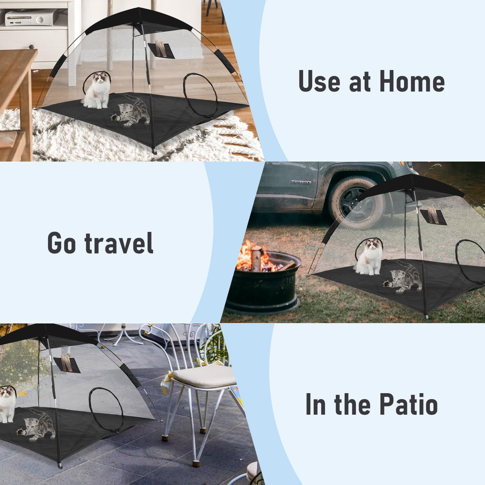 GEERTOP Mesh Cat Tent Outdoor, Cat Enclosure for Outside Indoor, Portable Sunshade Playpen Playhouse for Cats Dogs Puppy Small Animals C49