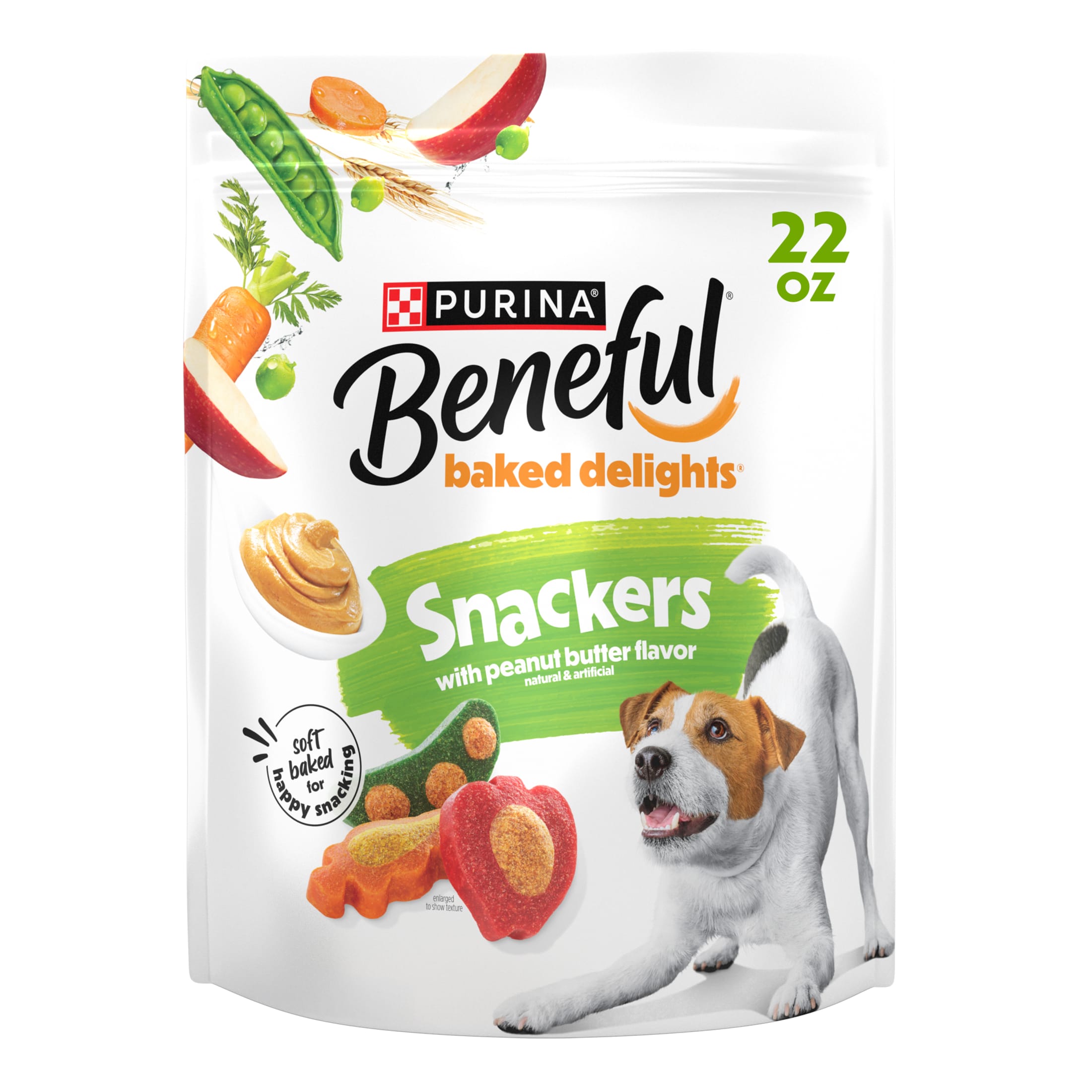 Purina Beneful Baked Delights Snackers with Peanut Butter Flavor Soft Baked Treats for Dogs, 22 oz.