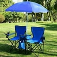 thumbnail image 2 of Tcbosik Double Folding Beach Chairs, Outdoor Picnic Portable Loveseat Chairs with Removable Umbrella & Mini Table Carrying Bag, Camping Chair for Patio, Pool, Park (Blue), 2 of 10