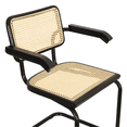 thumbnail image 3 of Breuer Chair Company Marcel Breuer B64 Cesca Cane Cantilever Armchair Arm Chair w/ Black Steel Frame Black Wood & Natural Cane (Made in Italy) by Furnish Theory, 3 of 16