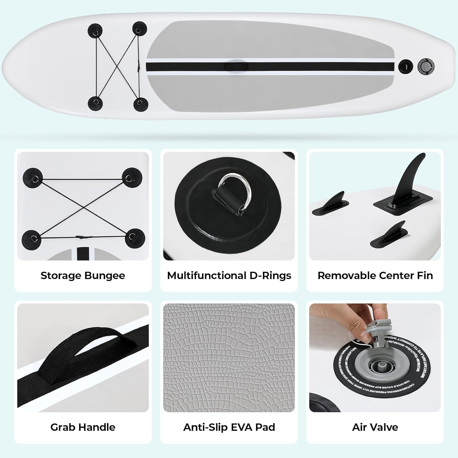 LAZY BUDDY 10FT Inflatable Paddle Board Stand-up Paddle Board SUP 6’’ Thick Board with Full Accessories, White
