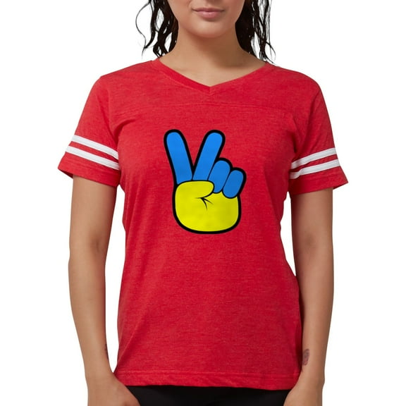 CafePress - Ukrainian Flag Peace Sign Ukraine Native H T Shirt - Womens Football Shirt